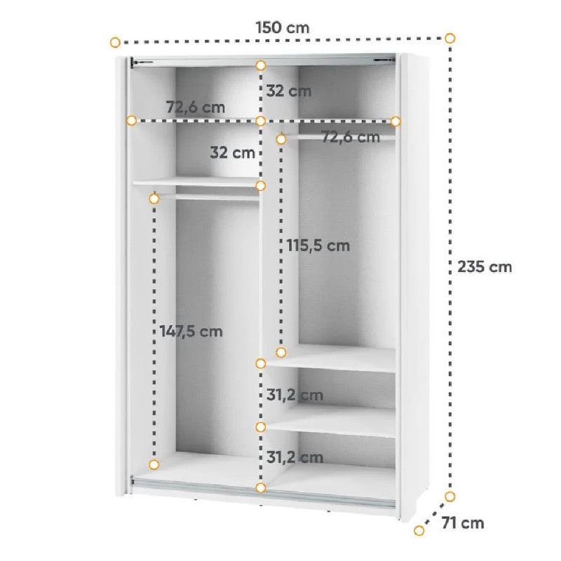 Paramount 150cm Sliding Wardrobe
