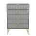 Clearance Cube 5 Drawer Chest - Dusk Grey Matt/Gold Handles & Legs (2x in stock) Clearance Cube 5 Drawer Chest - Dusk Grey Matt/Gold Handles & Legs (2x in stock)