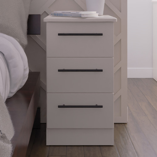 Clearance Haworth 3 Drawer Bedside - Dusk Grey Matt