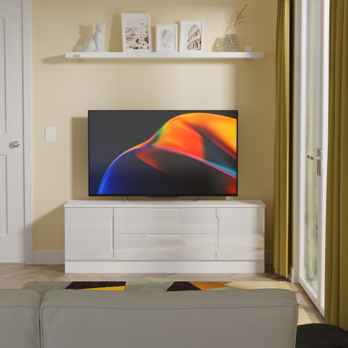 Clearance Milan 2 Door 2 Drawer TV Unit - White Gloss