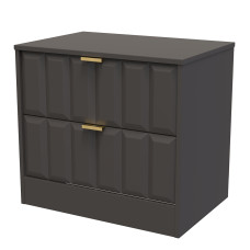 Clearance New York Pair of 2 drawer midi chests - Graphite Matt/Gold Handles