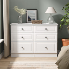 Clearance Pembroke 6 Drawer Midi Chest - White Ash