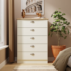 *Cancelled Order* - Victoria 5 Drawer Chest - Cream Ash & Riviera Oak (3x in stock)