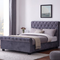 Western Grey Ottoman Fabric Bedframe 