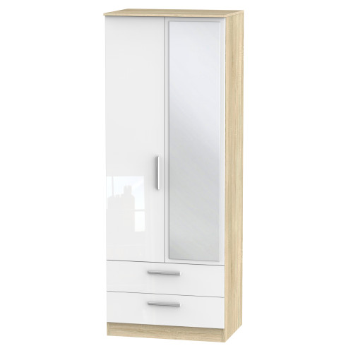 Mono 2 Drawer Mirrored Wardrobe