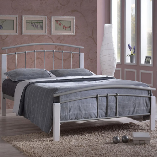 Tetras Silver with White Metal Bedframe Tetras Silver with White Metal Bedframe