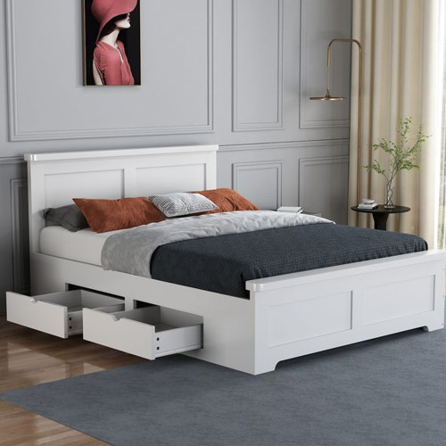 Conway White Wooden Drawer Bedframe