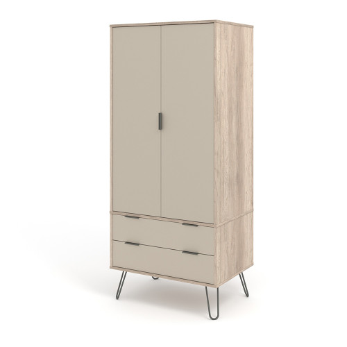 Portree Driftwood 2 Drawer Wardrobe