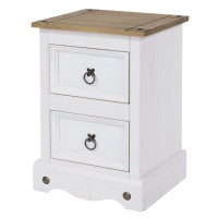 Mexican White 2 Drawer Petite Bedside