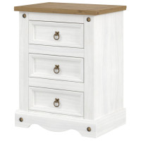 Mexican White 3 Drawer Bedside