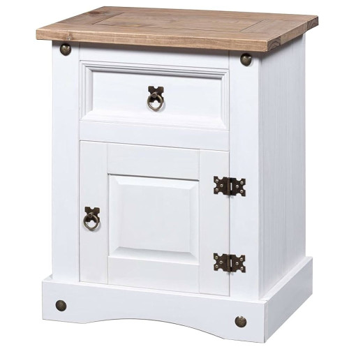 Mexican White 1 Drawer 1 Door Bedside Mexican White 1 Drawer 1 Door Bedside