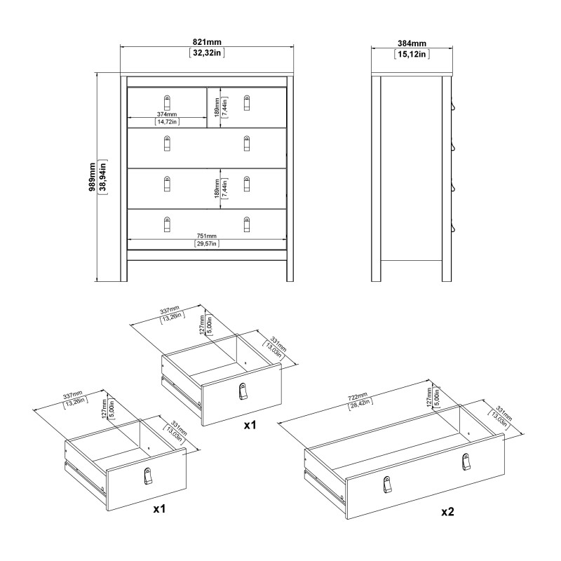 Valencia 3+2 Drawer Chest Valencia 3+2 Drawer Chest