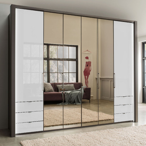 Wiemann Kansas 300cm Bi-Folding Door Wardrobe With 6 Small Drawers Wiemann Kansas 300cm Bi-Folding Door Wardrobe With 6 Small Drawers