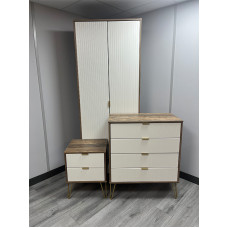 CLEARANCE Linear 3 Piece Set - White Matt & Vintage Oak