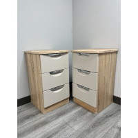 CLEARANCE Pair Of Camden 3 Drawer Bedsides - Kashmir Matt/Bardolino Oak