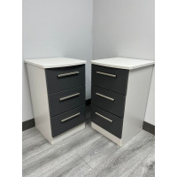 CLEARANCE Pair Of Knightsbridge 3 Drawer Bedsides - Grey Matt/Graphite Matt