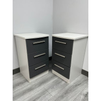 CLEARANCE Pair Of Knightsbridge 3 Drawer Bedsides - Grey Matt/Graphite Matt