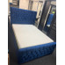 Ex Display 4ft6 Milan Winged Bed Frame - Navy Blue Plush