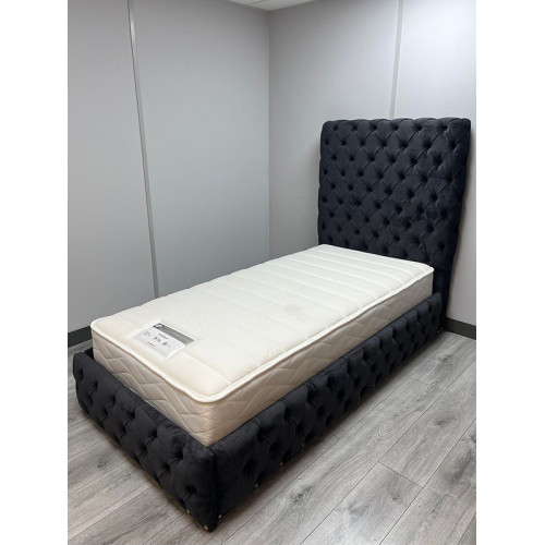 CLEARANCE 3ft Bed Frame - Black Crushed Velvet