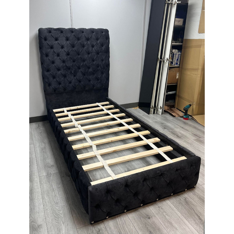 CLEARANCE 3ft Bed Frame - Black Crushed Velvet