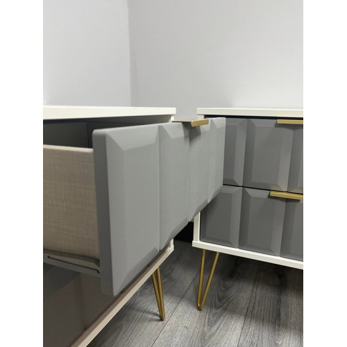 CLEARANCE Pair Of Cube 2 Drawer Bedsides