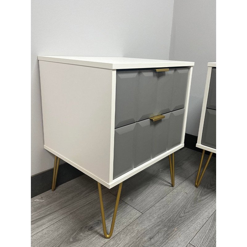 CLEARANCE Pair Of Cube 2 Drawer Bedsides