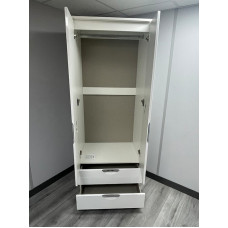 CLEARANCE Camden Tall 2 Drawer Wardrobe - White Gloss