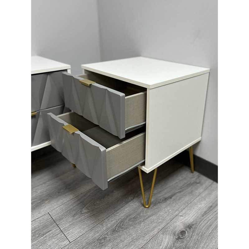 CLEARANCE Pair Of Diamond 2 Drawer Bedsides