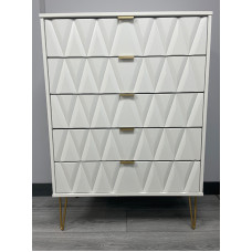 CLEARANCE Diamond White 5 Drawer Chest