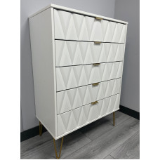 CLEARANCE Diamond White 5 Drawer Chest