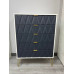 CLEARANCE Diamond 5 Drawer Chest - Navy Blue