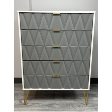 CLEARANCE Diamond 5 Drawer Chest - Grey Matt 