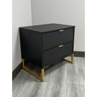 CLEARANCE Hong Kong 2 Drawer Bedside - Black Finish