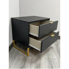 CLEARANCE Hong Kong 2 Drawer Bedside - Black Finish