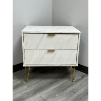 CLEARANCE Hong Kong 2 Drawer Bedside - Marble