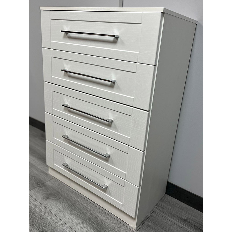 CLEARANCE York 5 Drawer Chest - White Ash