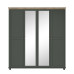 Essence Green Matt Finish & Oak 4 Door Mirrored Wardrobe