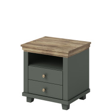 Essence Green Matt Finish & Oak 3 Drawer Bedside Cabinet