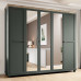 Essence Green Matt Finish & Oak 5 Door Mirrored Wardrobe