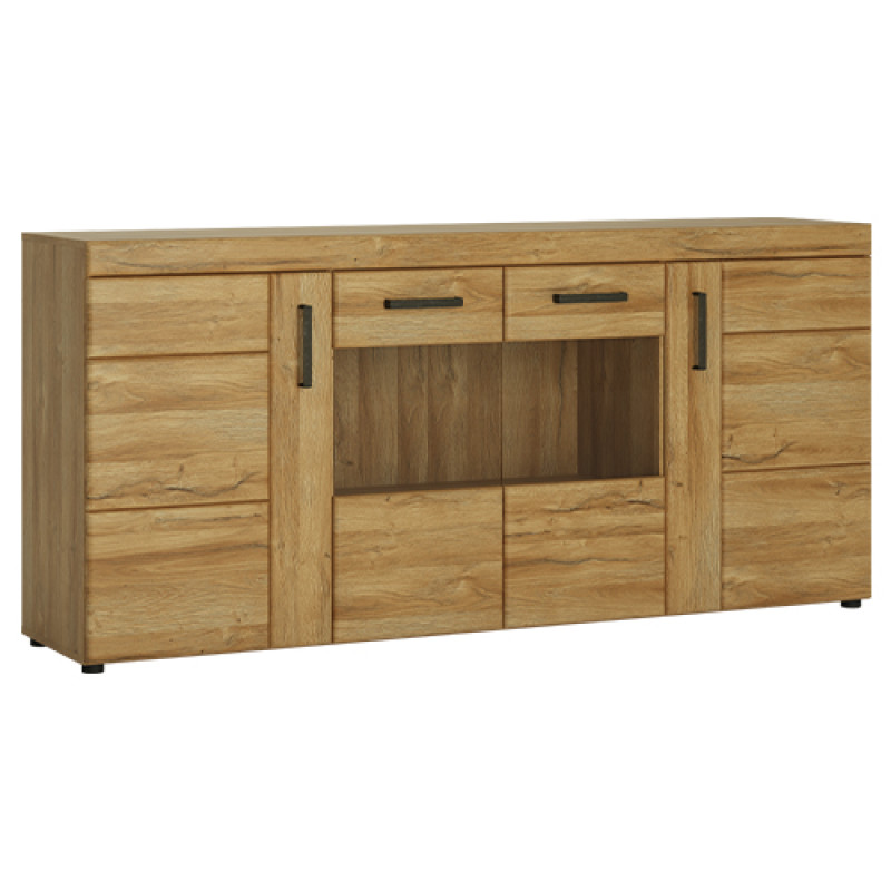 Cortina Oak 4 Door Glazed Wide Sideboard