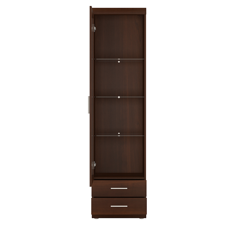 Imperial Tall Glazed 1 Door 2 Drawer Narrow Cabinet