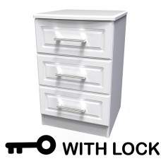 Denbigh 3 Drawer Bedside Cabinet With Lock & Key