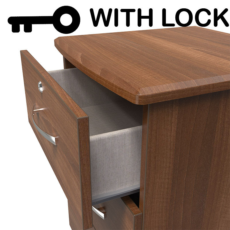 Ruthin 3 Drawer Bedside Cabinet With Lock