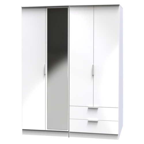 Plymouth 4 Door 2 Drawer Mirrored Wardrobe