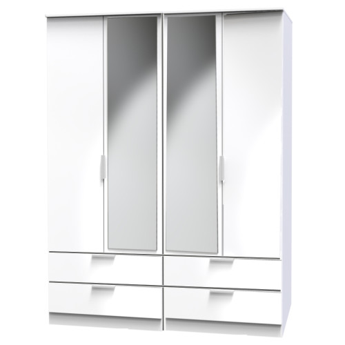 Plymouth 4 Door 4 Drawer Mirrored Wardrobe