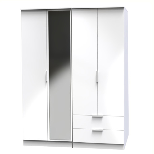 Plymouth Tall 4 Door 2 Drawer Mirrored Wardrobe 