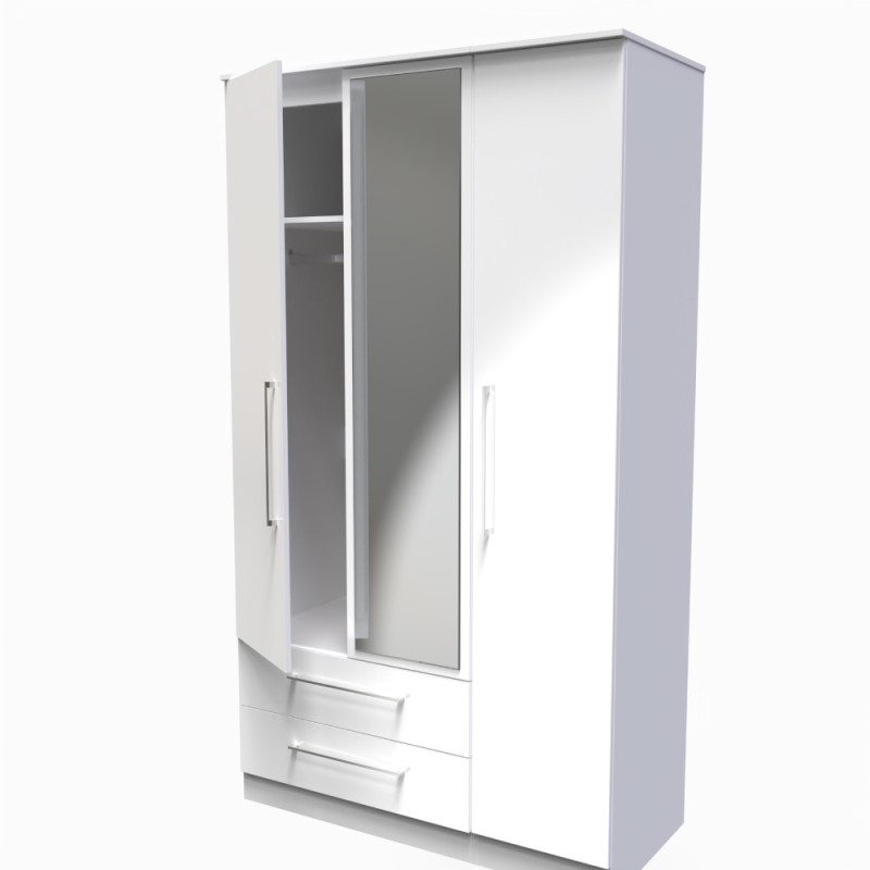 Worcester Tall 3 Door 2 Drawer Mirrored Wardrobe