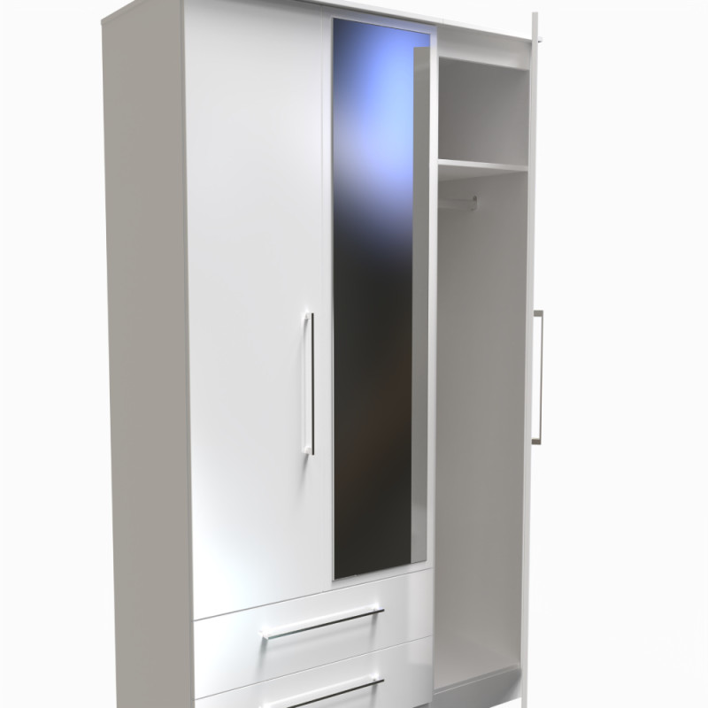 Worcester Tall 3 Door 2 Drawer Mirrored Wardrobe