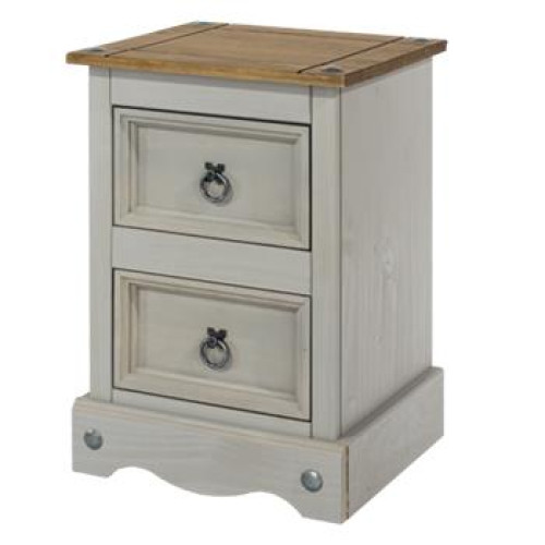 Mexican Grey 2 Drawer Petite Bedside