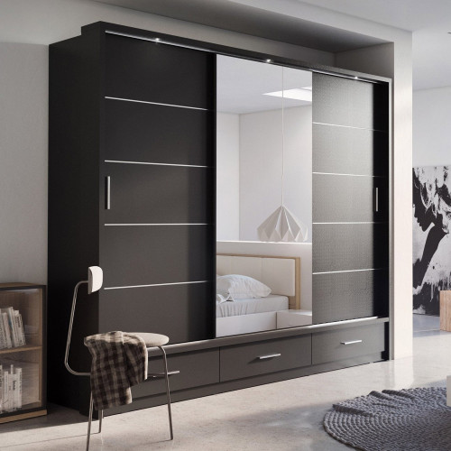 Arizona Black 250cm Sliding Wardrobe